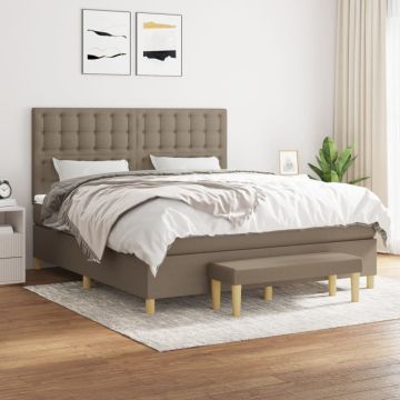 vidaXL Lova su spyruoklėmis ir čiužiniu, taupe, 160x200 cm, audinys