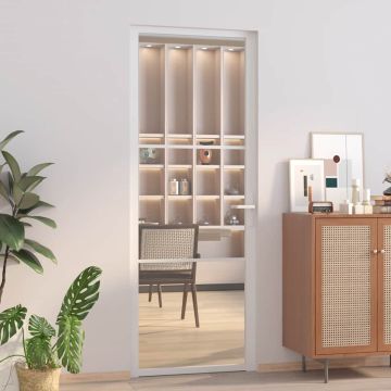 vidaXL Vidaus durys, baltos, 76x201,5cm, ESG stiklas ir aliuminis