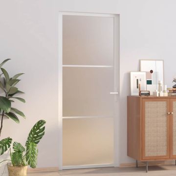 vidaXL Vidaus durys, baltos, 83x201,5cm, matinis stiklas ir aliuminis