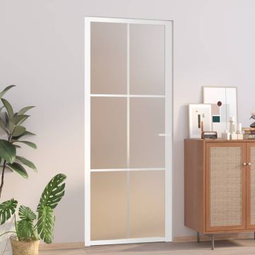 vidaXL Vidaus durys, baltos, 83x201,5cm, matinis stiklas ir aliuminis