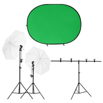 vidaXL Fotostudijos rinkinys su apšvietimo rinkiniu ir fonu
