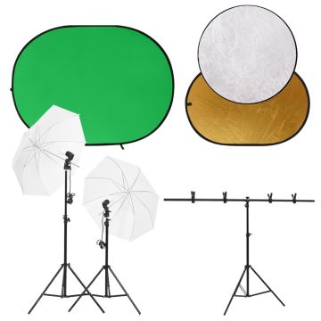 vidaXL Fotostudijos rinkinys su šviestuvais, fonu ir reflektoriumi