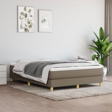 vidaXL Lova su spyruoklėmis ir čiužiniu, taupe, 140x190 cm, audinys