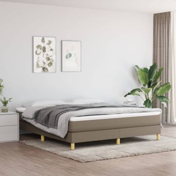 vidaXL Lova su spyruoklėmis ir čiužiniu, taupe, 160x200 cm, audinys
