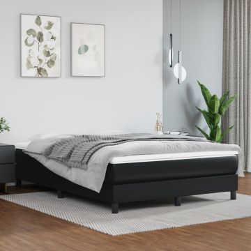 vidaXL Lova su spyruoklėmis ir čiužiniu, juoda,140x200cm, dirbtinė oda