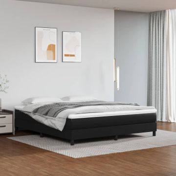 vidaXL Lova su spyruoklėmis ir čiužiniu, juoda,160x200cm, dirbtinė oda