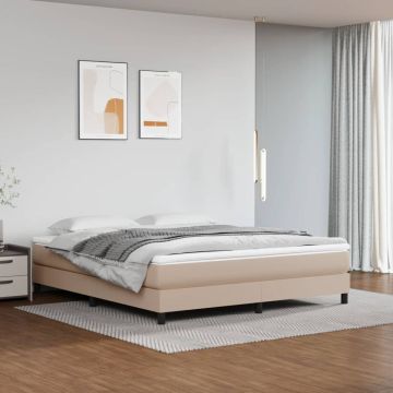 vidaXL Lova su spyruoklėmis/čiužiniu, kapučino,160x200cm, dirbtinė oda