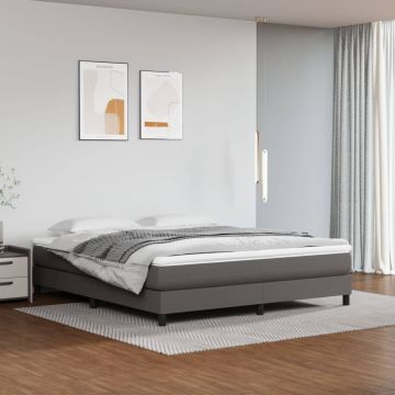 vidaXL Lova su spyruoklėmis ir čiužiniu, pilka, 180x200cm dirbtinė oda
