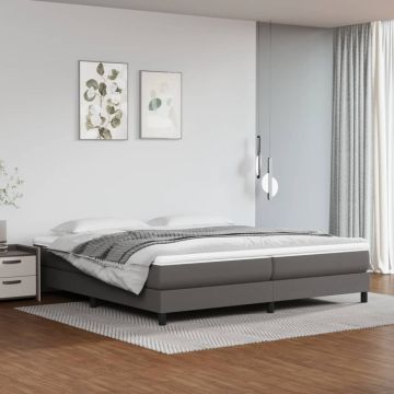 vidaXL Lova su spyruoklėmis ir čiužiniu, pilka, 200x200cm dirbtinė oda