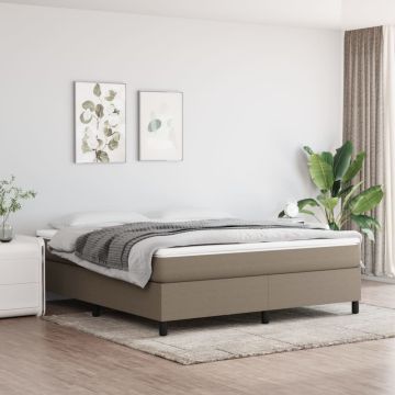 vidaXL Lova su spyruoklėmis ir čiužiniu, taupe, 160x200 cm, audinys