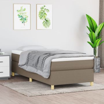 vidaXL Lova su spyruoklėmis ir čiužiniu, taupe, 90x190 cm, audinys