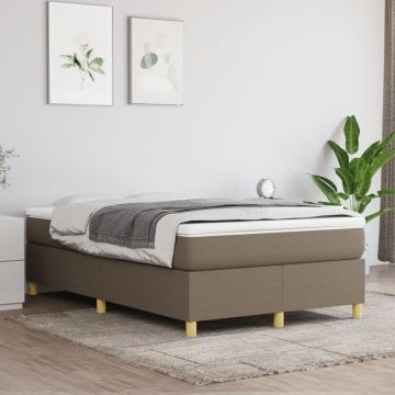 vidaXL Lova su spyruoklėmis ir čiužiniu, taupe, 120x200 cm, audinys