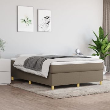 vidaXL Lova su spyruoklėmis ir čiužiniu, taupe, 140x190 cm, audinys