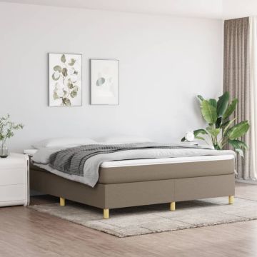 vidaXL Lova su spyruoklėmis ir čiužiniu, taupe, 160x200 cm, audinys