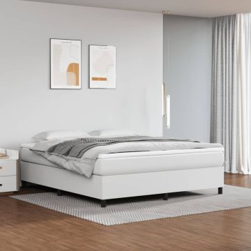 vidaXL Lova su spyruoklėmis ir čiužiniu, balta, 180x200cm dirbtinė oda