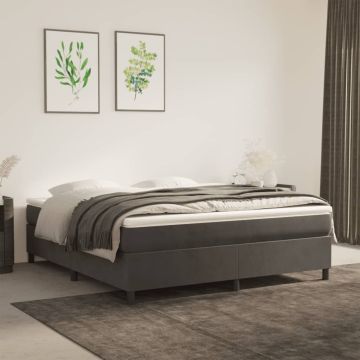 vidaXL Lova su spyruoklėmis ir čiužiniu, pilka, 180x200 cm, aksomas