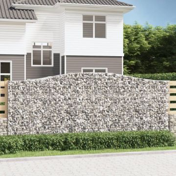 vidaXL Išlenkti gabiono krepšiai, 7vnt., 400x50x160/180cm, geležis