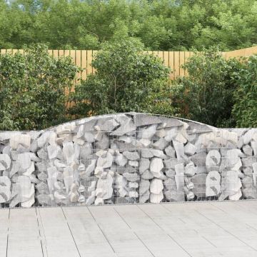 vidaXL Išlenkti gabiono krepšiai, 7vnt., 400x30x80/100cm, geležis