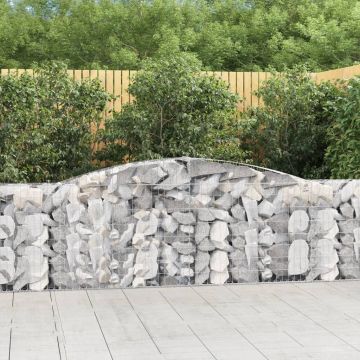 vidaXL Išlenkti gabiono krepšiai, 7vnt., 400x30x100/120cm, geležis