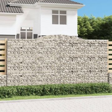 vidaXL Išlenkti gabiono krepšiai, 15vnt., 400x50x200/220cm, geležis