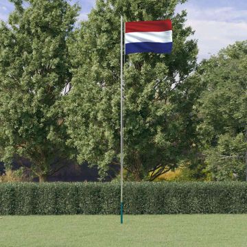 vidaXL Nyderlandų vėliava su stiebu, aliuminis, 6,08m
