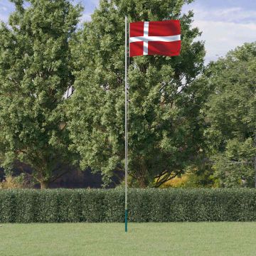 vidaXL Danijos vėliava su stiebu, aliuminis, 6,08m