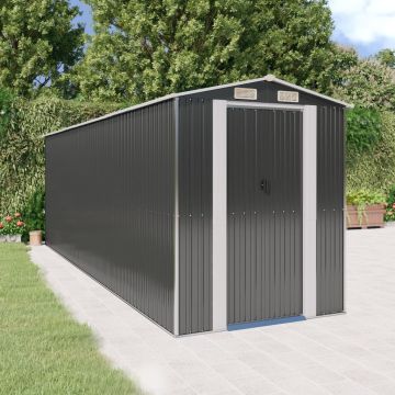 vidaXL Sodo pašiūrė, antracito, 192x606x223cm, galvanizuotas plienas