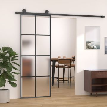 vidaXL Stumdomos durys su įrangos rinkiniu, 76x205cm, ESG ir aliuminis
