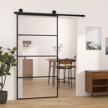vidaXL Stumdomos durys su įrangos rinkiniu, 102,5x205cm, ESG/aliuminis