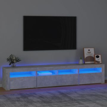 vidaXL TV spintelė su LED apšvietimu, betono pilka, 210x35x40cm