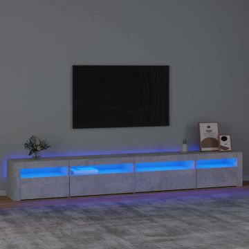 vidaXL TV spintelė su LED apšvietimu, betono pilka, 270x35x40cm