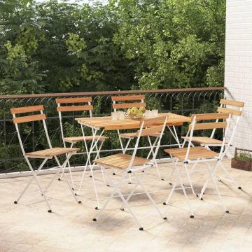 vidaXL Sulankstomas bistro komplektas, 7 dalių, akacija ir plienas