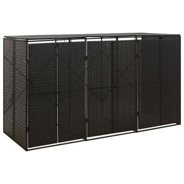 vidaXL Konteinerių stoginė, juoda, 207x80x117cm, poliratanas, trivietė
