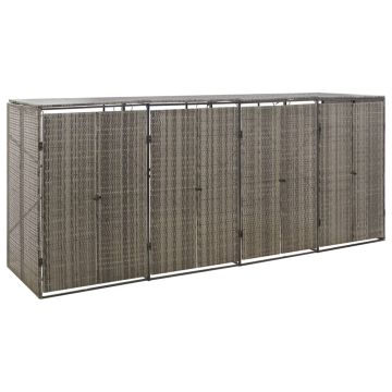 vidaXL Konteinerių stoginė, pilka, 274x80x117cm, ratanas, keturvietė