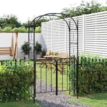 vidaXL Sodo arka su varteliais, juodos spalvos, 108x45x235cm, plienas