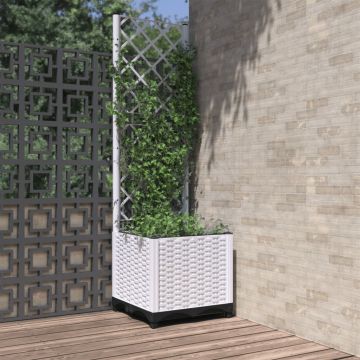 vidaXL Sodo lovelis su treliažu, baltos spalvos, 40x40x136cm, PP