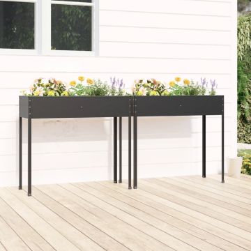 vidaXL Sodo loveliai, 2vnt., antracito, galvanizuotas plienas