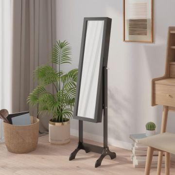 vidaXL Laisvai pastatomas veidrodis, juodos spalvos, 34x37x146cm