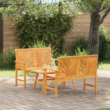 vidaXL Sodo poilsio komplektas 3 pcs Ruda Kietos akacijos mediena