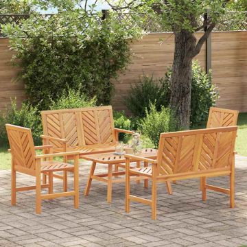 vidaXL Sodo poilsio komplektas 5 pcs Ruda Kietos akacijos mediena