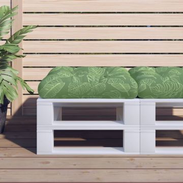 vidaXL Paletės pagalvėlė, 58x58x10cm, oksfordo audinys, su lapais