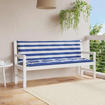 vidaXL Suoliuko pagalvėlės, 2vnt., mėlynos/baltos, 150x50x7cm, audinys