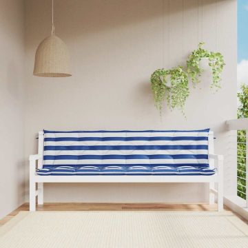 vidaXL Suoliuko pagalvėlės, 2vnt., mėlynos/baltos, 200x50x7cm, audinys