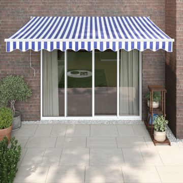 vidaXL Ištraukiama markizė, mėlyna/balta, 3,5x2,5m, audinys/aliuminis
