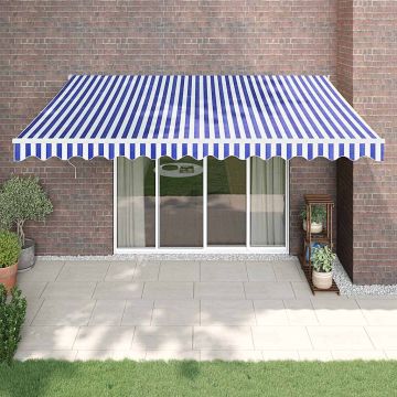 vidaXL Ištraukiama markizė, mėlyna/balta, 4,5x3m, audinys ir aliuminis