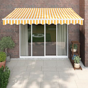 vidaXL Ištraukiama markizė, geltona/balta, 3,5x2,5m, audinys/aliuminis