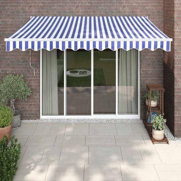 vidaXL Automatinė ištraukiama markizė, mėlyna ir balta, 3x2,5m