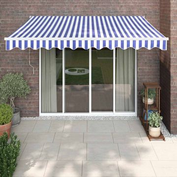 vidaXL Automatinė ištraukiama markizė, mėlyna ir balta, 3,5x2,5m