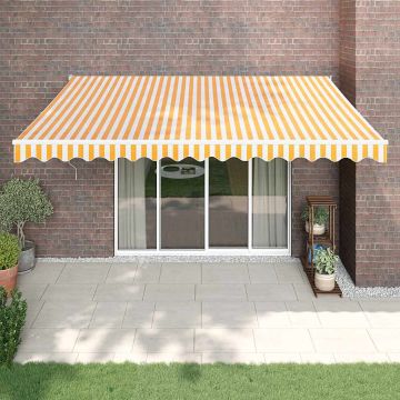 vidaXL Automatinė ištraukiama markizė, geltona ir balta, 4x3m