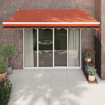 vidaXL Automatinė ištraukiama markizė, oranžinė ir ruda, 3,5x2,5m